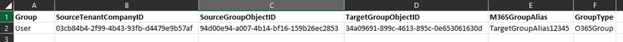 format for csv file for Microsoft 365 groups