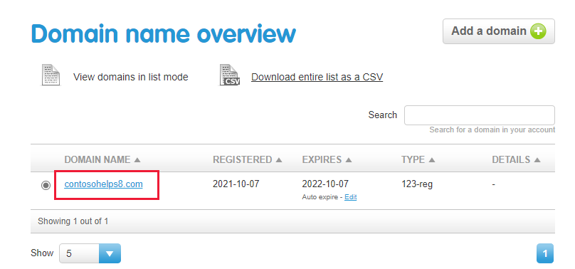 Select the domain you want to verify.