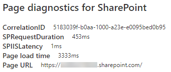 Page diagnostics details.