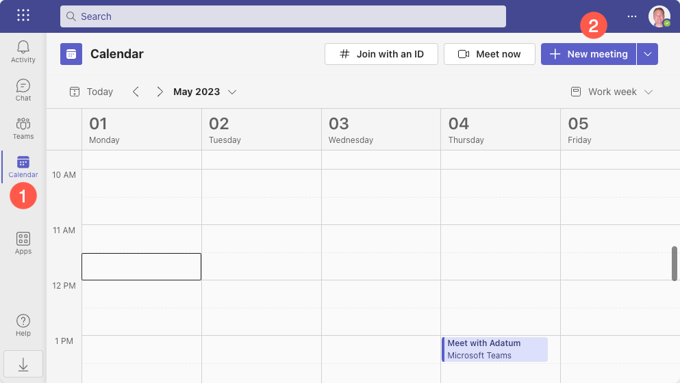 Adding a Calendar Event in Teams