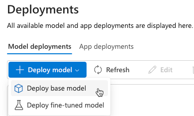 Azure OpenAI Deploy base model