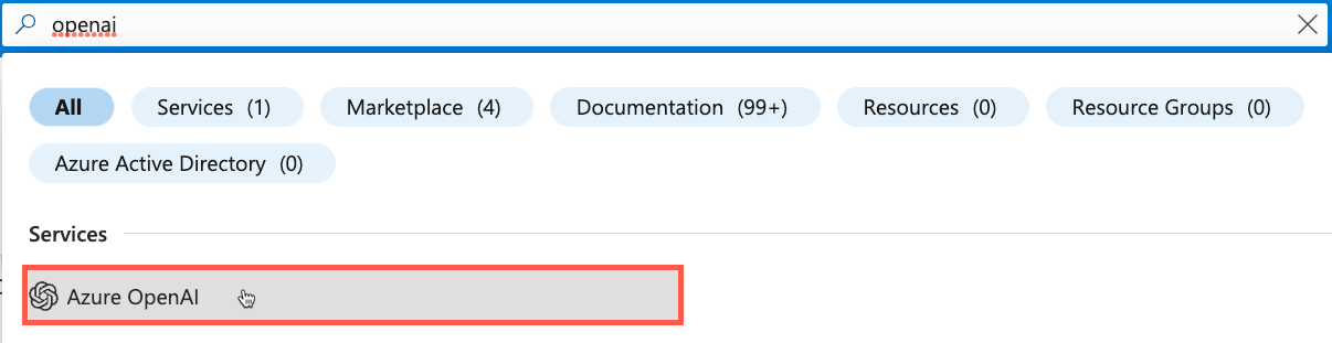 Azure OpenAI Service in the Azure portal