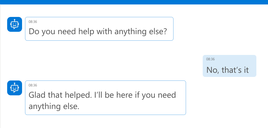 Screenshot of a copilot asking if there's anything else it can help with.