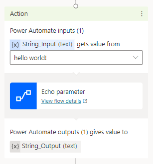 Screenshot of a literal value passed as an input parameter.