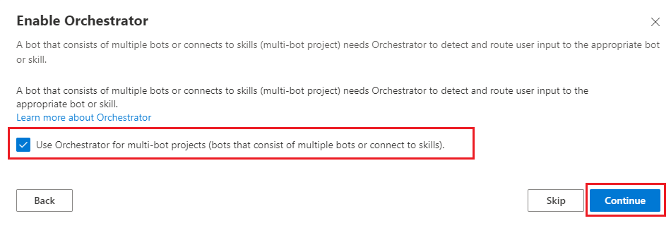 Screenshot of Composer showing Orchestrator turned on.