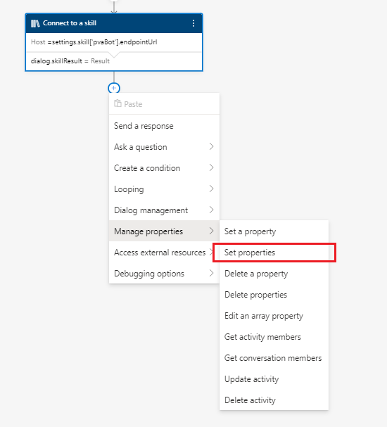 Screenshot highlighting where to select Set properties.