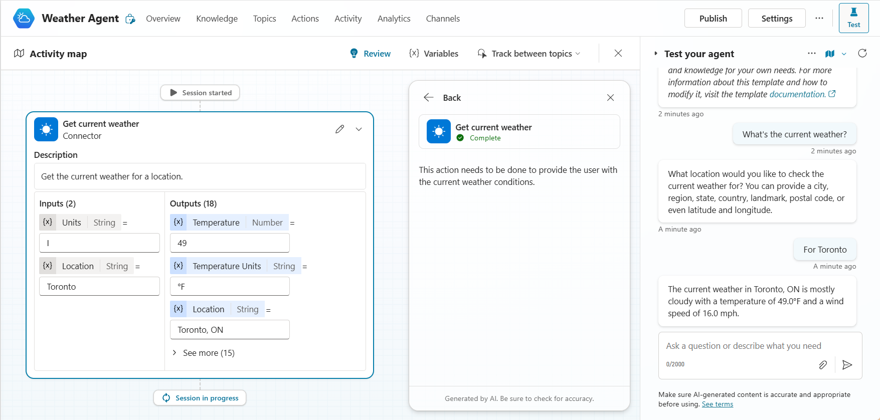 Screenshot of tracing mode showing an example of how a plan is represented.