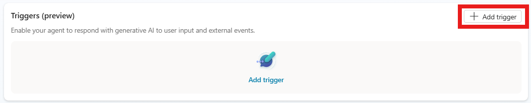 Screenshot of the Triggers panel in the Overview page.