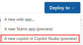 Screenshot showing deployment of the copilot into the default environment.