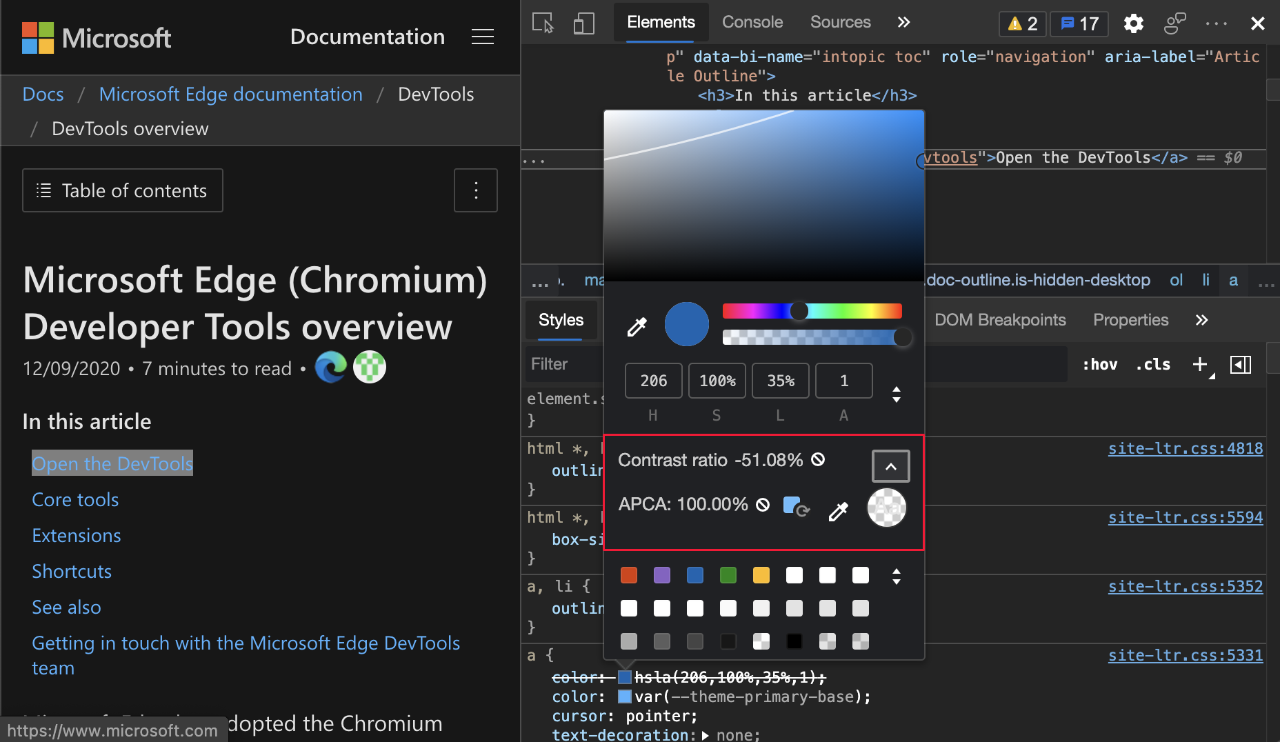 APCA in the Color Picker