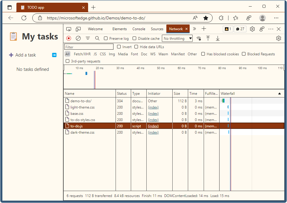 The Network tool with the Desert contrast theme applied