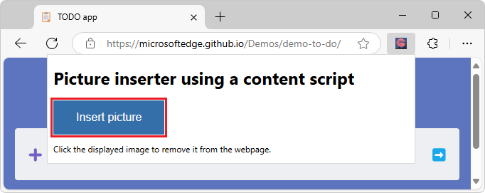 popup.html display after selecting the Extension icon