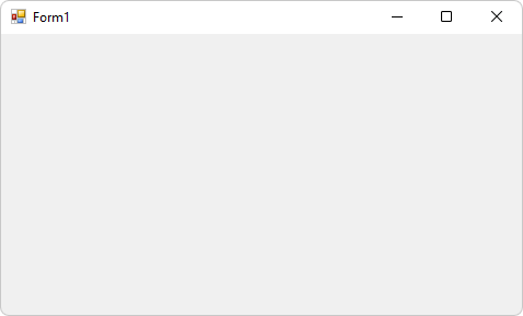 The empty Form1 window from the fresh WinForms project