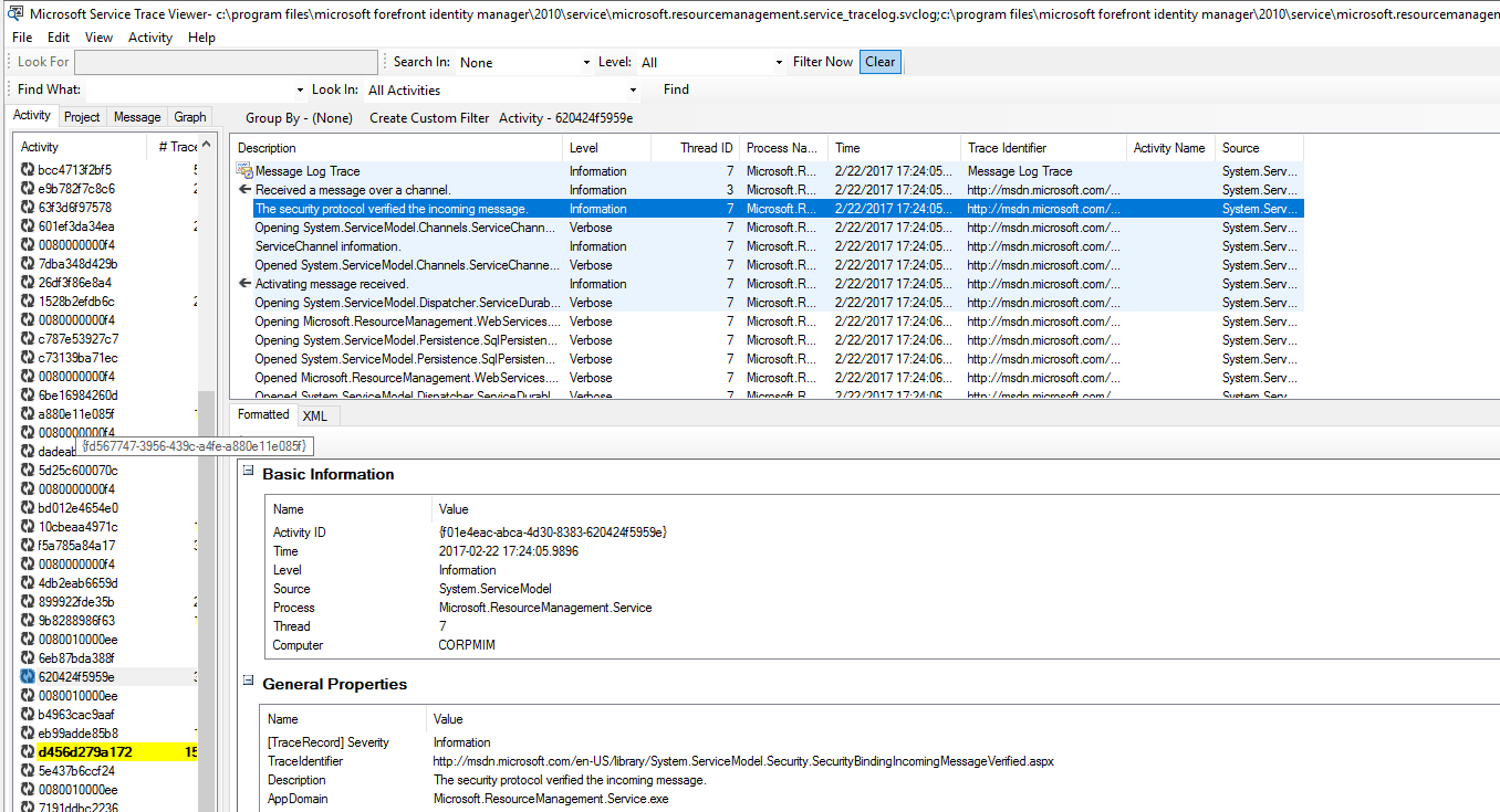 Service trace viewer screenshot