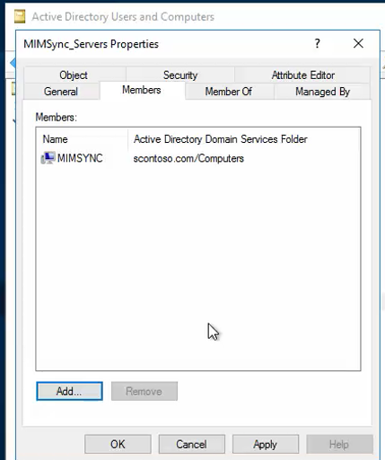 Create a MIMSync_Servers group