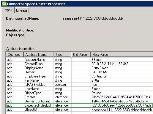 Connector space object properties