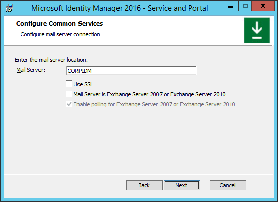 Configure mail server connection image