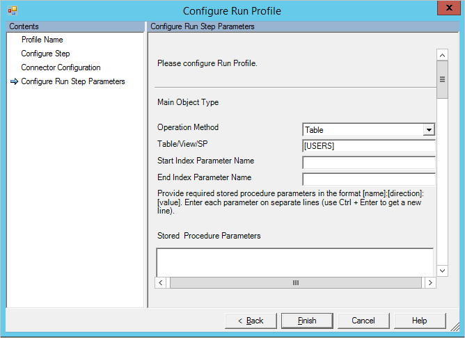 Screenshot showing operation method Table selected and users in the table field.