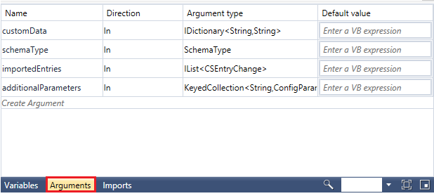 Full import workflow arguments