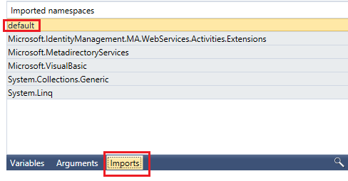 Imported namespaces