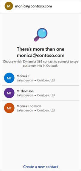 Screenshot showing to choose the correct contact.