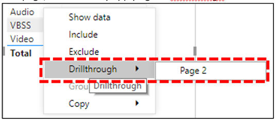 Drillthrough filter in the Power BI Connector.