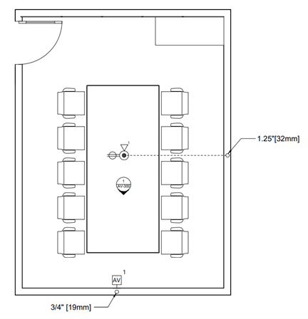 Blueprint of traditional meeting room design.