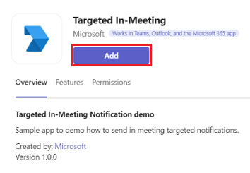 Screenshot of the Targeted notification app with the Add option highlighted.