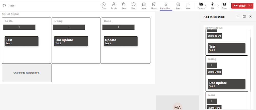 Screenshot shows the final output of meeting stageview.