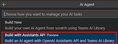 Screenshot shows the option to select the available AI agents.