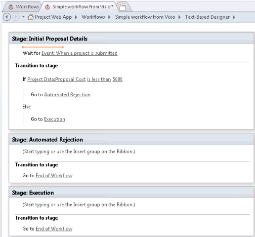 Viewing the imported workflow