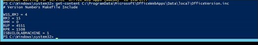 Screenshot of the cmdlet result for Office Web Apps 2013.