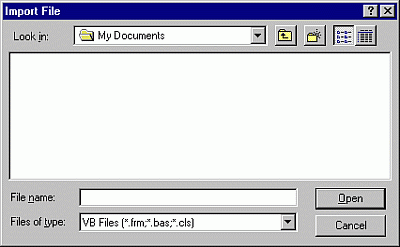 Import File dialog box