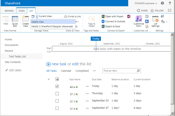 Adding fields to a synchronized tasks list