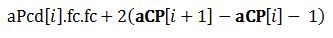 APCD open bracket I closed bracket dot fc dot fc + 2 open parentheses ACP open bracket i + 1 closed bracket minus ACP open bracket i closed bracket minus 1 closed parentheses.