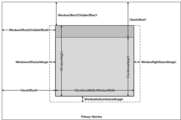 An illustration of the window metrics sent in the Window Information Order