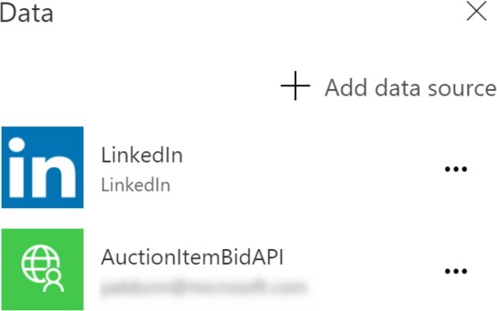 Screenshot of a connector showing that the name is AuctionItemBidAPI