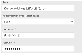 Connection parameters.