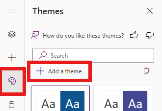 Screenshot that shows the location of the Add a theme selector.