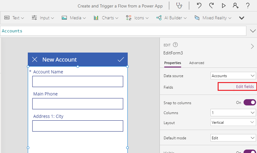 Select edit fields.