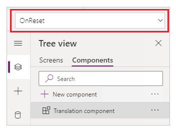 OnReset property for the component.