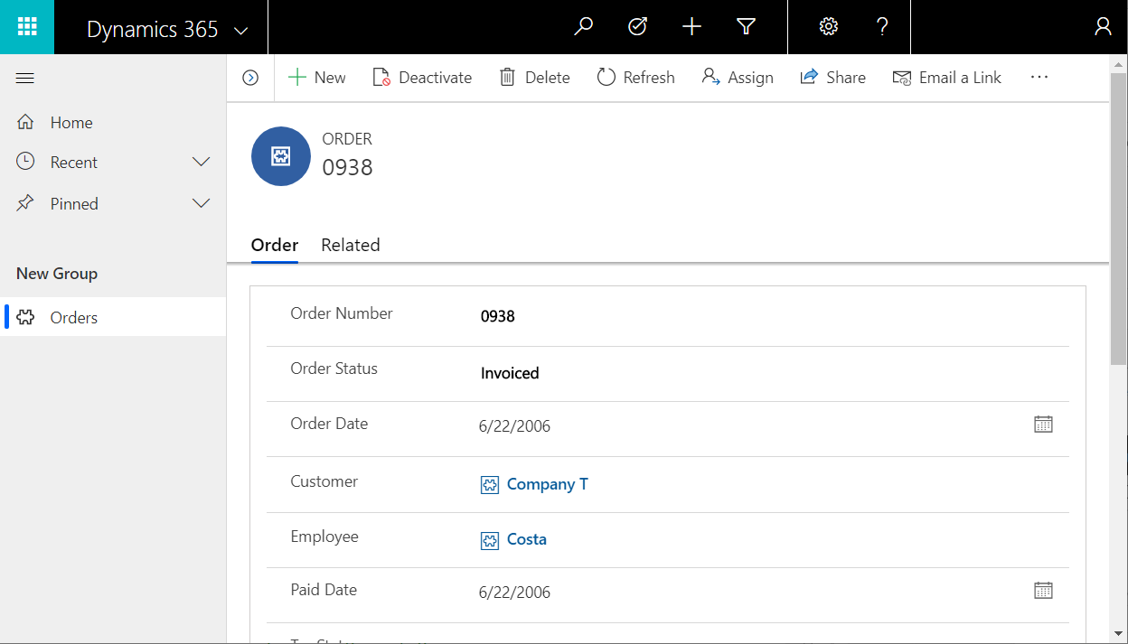 order details in model-driven app.