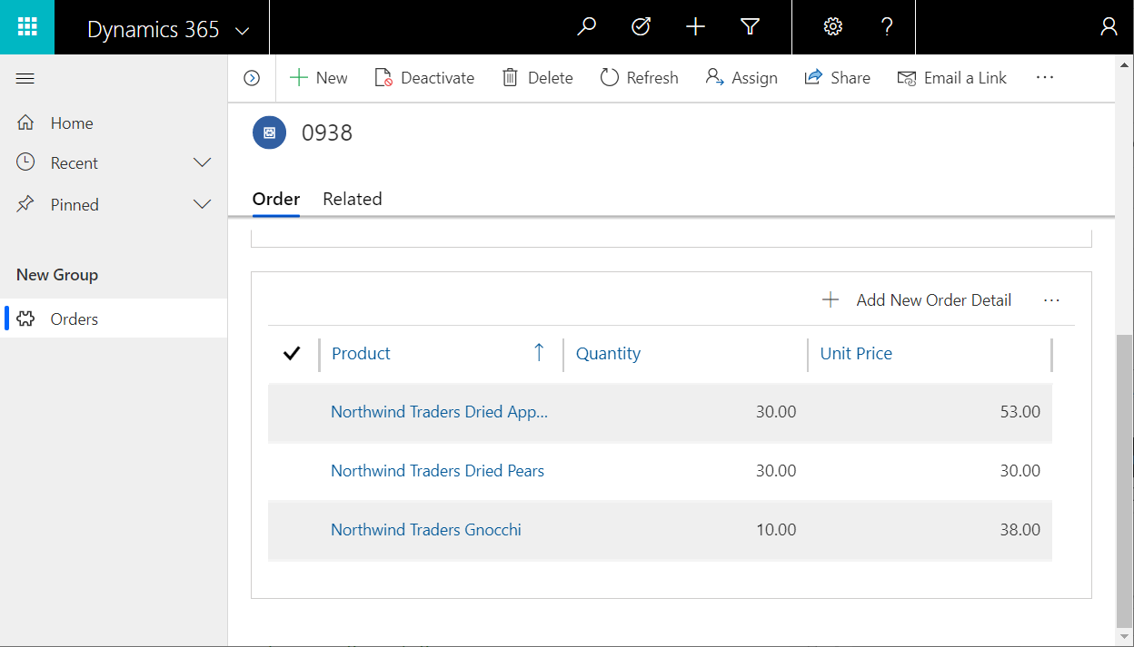 more order details in model-driven app.