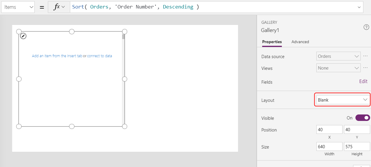 List of layout options.