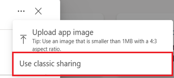 Share app using classic sharing