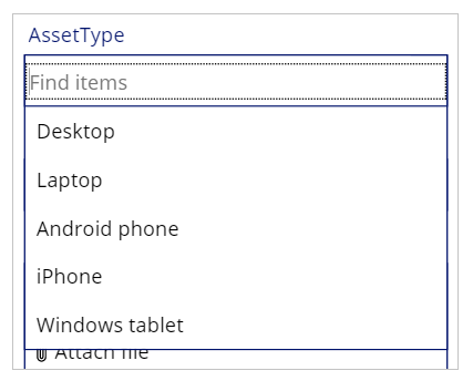 Fill asset type.