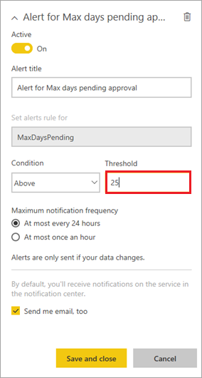 Set alert threshold and save.