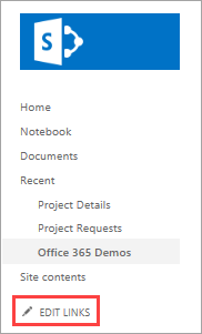 Edit SharePoint site links.