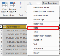  Change data type to date.