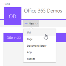 Create new SharePoint list.